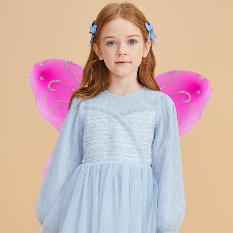Dushi Girls Butterfly Fairy Wings for Fairy Costumes Sparkle Fairy Princess Wings Party Favorâ€¦ (hot pink-fbm) - Image 2